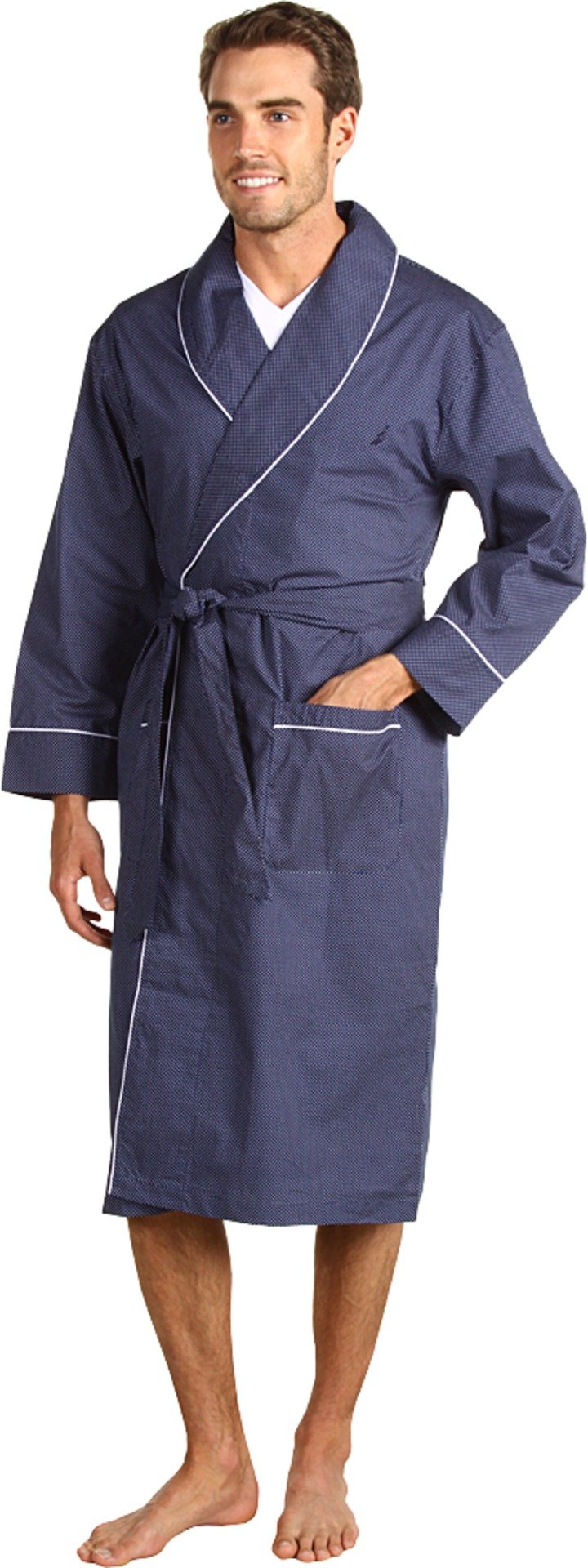 Nautica Men's Woven Mediterranean-Dot Robe