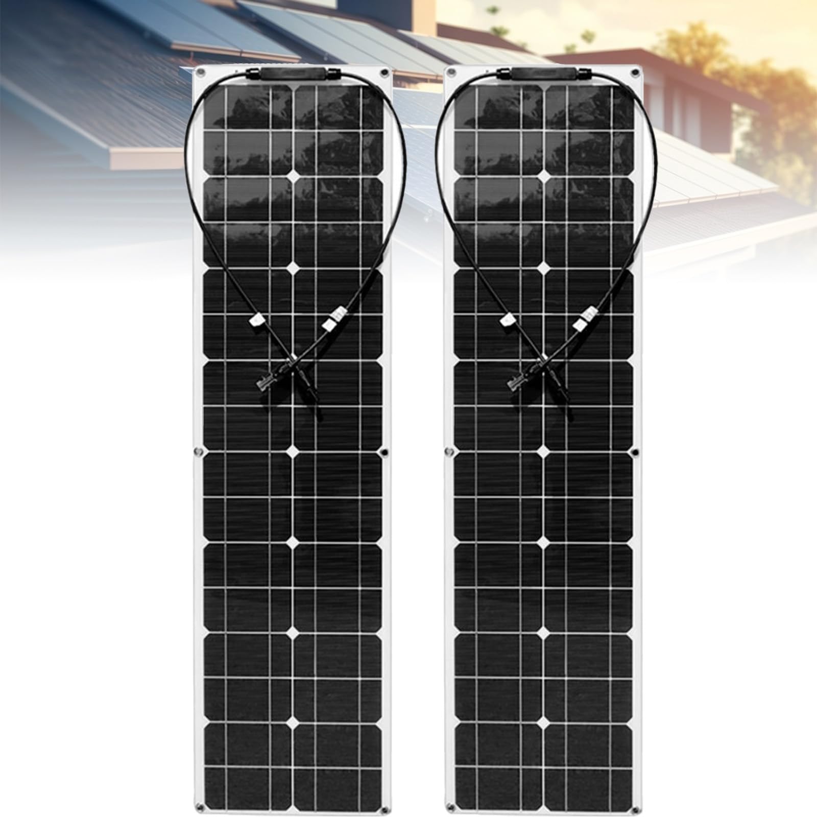 100w Placa Solar Flexible 2 * 50w Panel Solar Monocristalino para Cargar 12v/24v Bateria, Autocaravana, Caravana, Barcos, Techos, Casa,Remolques,Superficies Irregulares