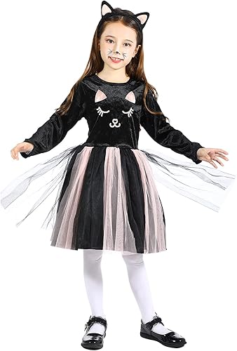 Miniatura 2 de Kids Cat Costume, Halloween Toddlers Kitty Dress Costume, Cat Costume for Girls 2-8 Years Old