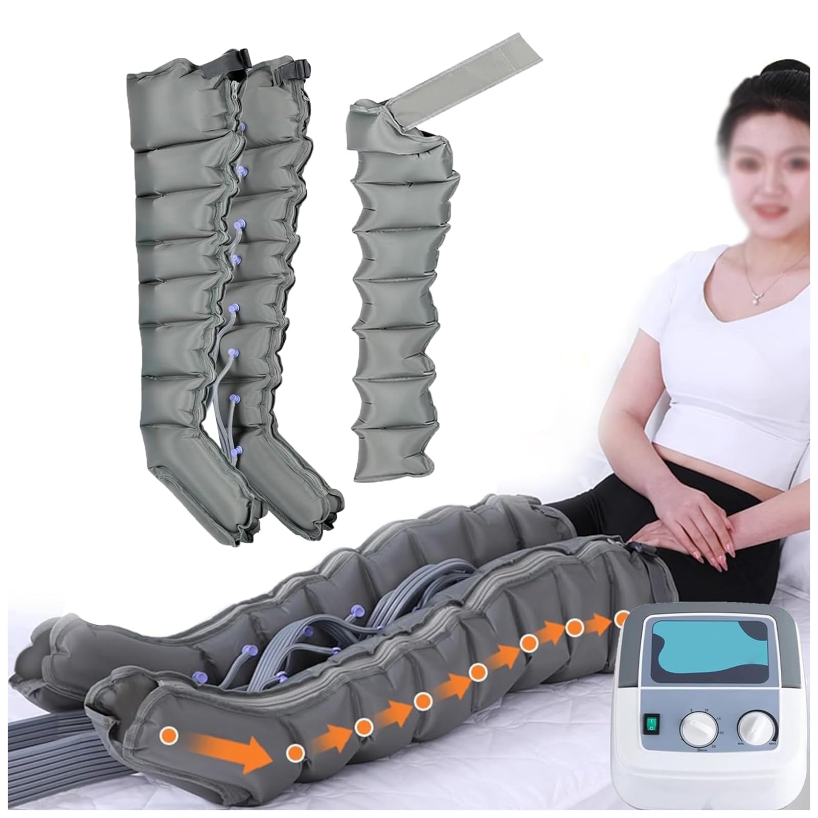 Máquina masajeadora eléctrica de compresión de aire para cuerpo completo, cintura, brazo, relajación de piernas, presoterapia y drenaje linfático, diseño de 8 cavidades para un alivio eficaz