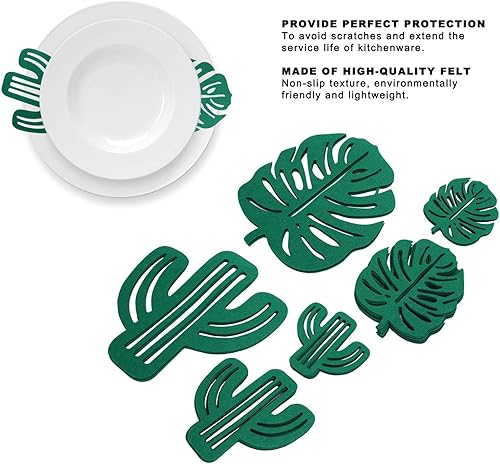 Miniatura 4 de Protectores para ollas y sartenes, juego de 48 y 3 protectores de ollas de fieltro de diferentes tamaños, almohadillas separadoras con patrón de