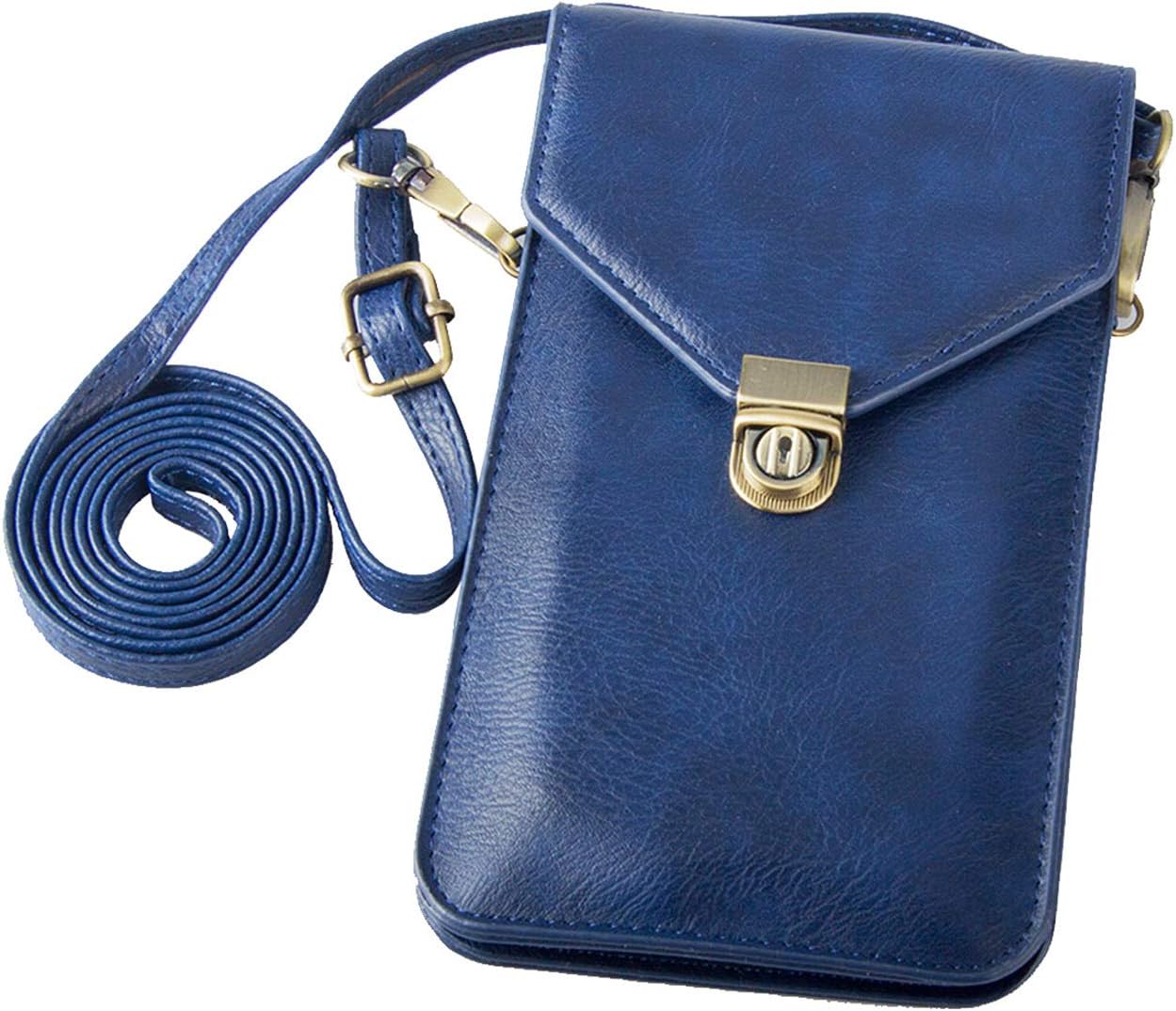 Small Cell Phone Purse, Synthetic Leather Crossbody Bag Dual Pockets Card Holder Neck Pouch with Adjustable Strap for iPhone X Xr 8 7 6s Plus, Galaxy S10 S9 S8 Plus, LG G8 ThinQ, Blue - Image 8