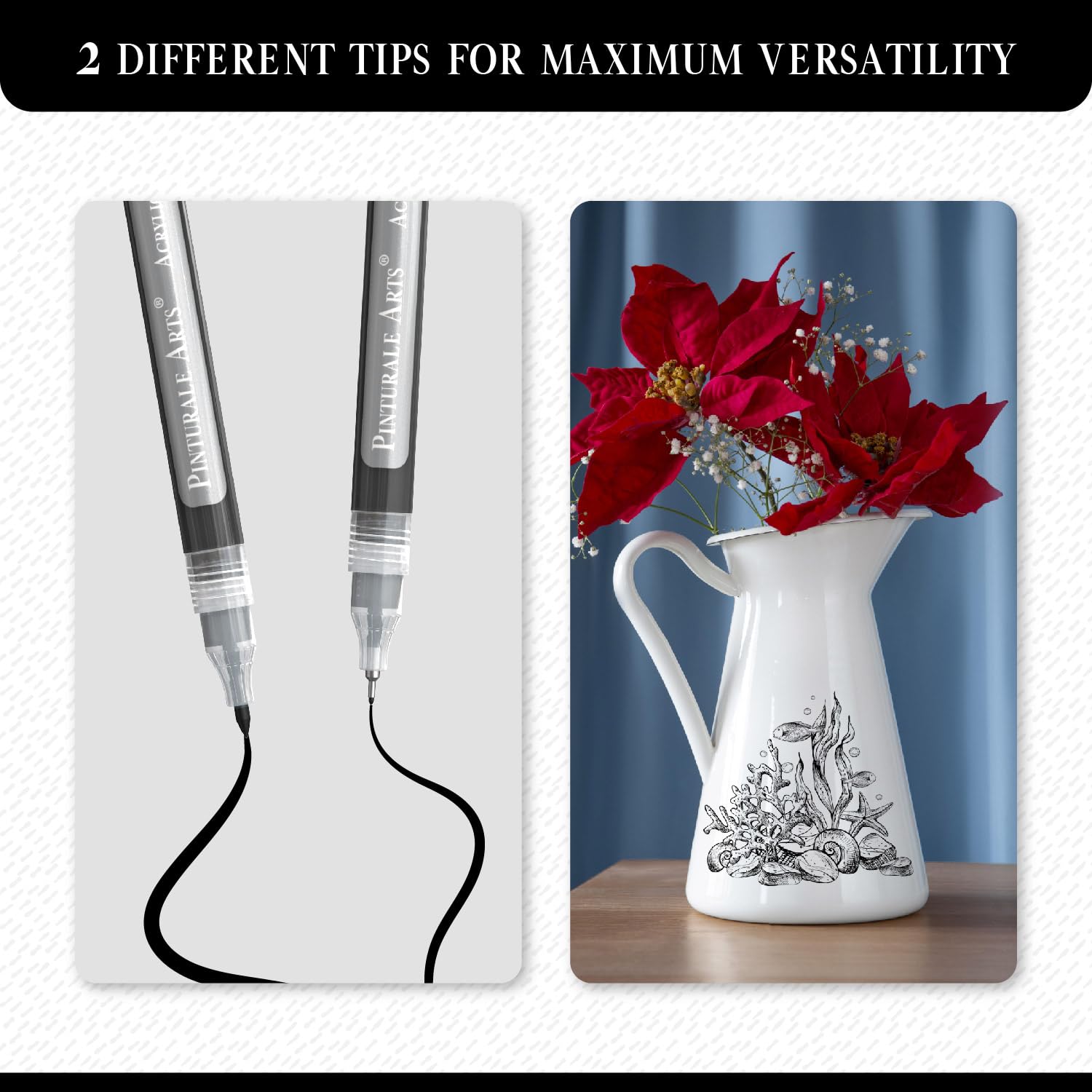 Pinturale Arts Extra Fine Tip Black Paint Pen | Set 4 Black Paint Pen Extra Fine Tip (0.7mm & 0.5mm) | For Ceramics, Rock Painting, Glass, Wood, Canvas, Metal - 4