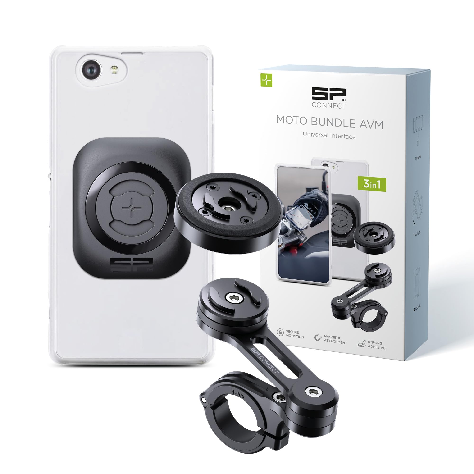 SP CONNECT Moto Bundle II mit Anti Vibration Module + Universal Interface | SPC+ | Handyhalter für Motorrad Bike Moped Roller | Gadget Halterung für Navi
