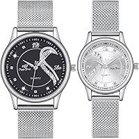 Vista 1 de Relojes para parejas, regalos para el día de San Valentín, románticos, con esfera de corazón, de cuarzo, de acero inoxidable, con caja de regalo