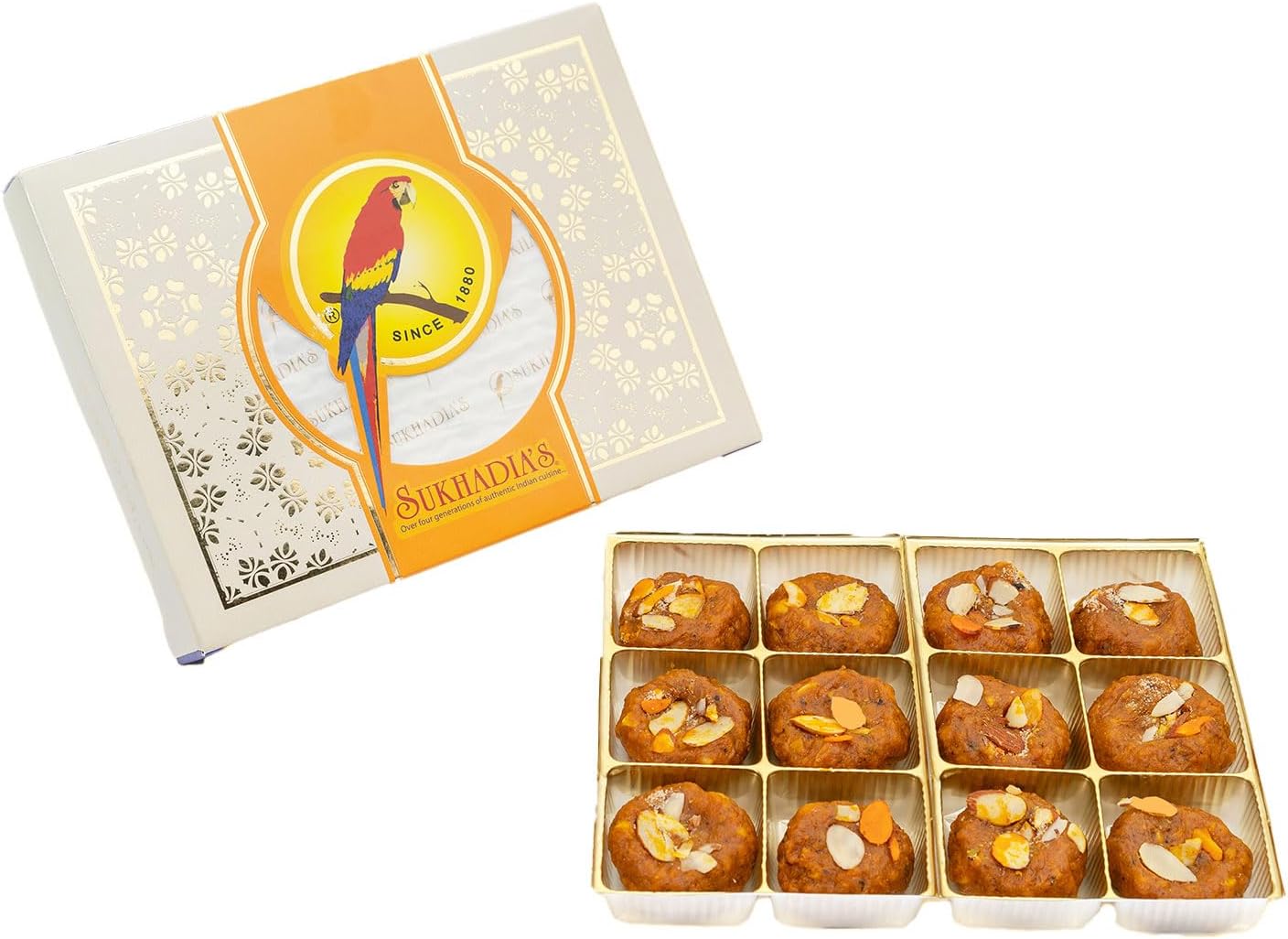 Sukhadia Sweets - Halvason - 16oz box (12pc) - Indian Mithai Gift - Freshly Made In USA