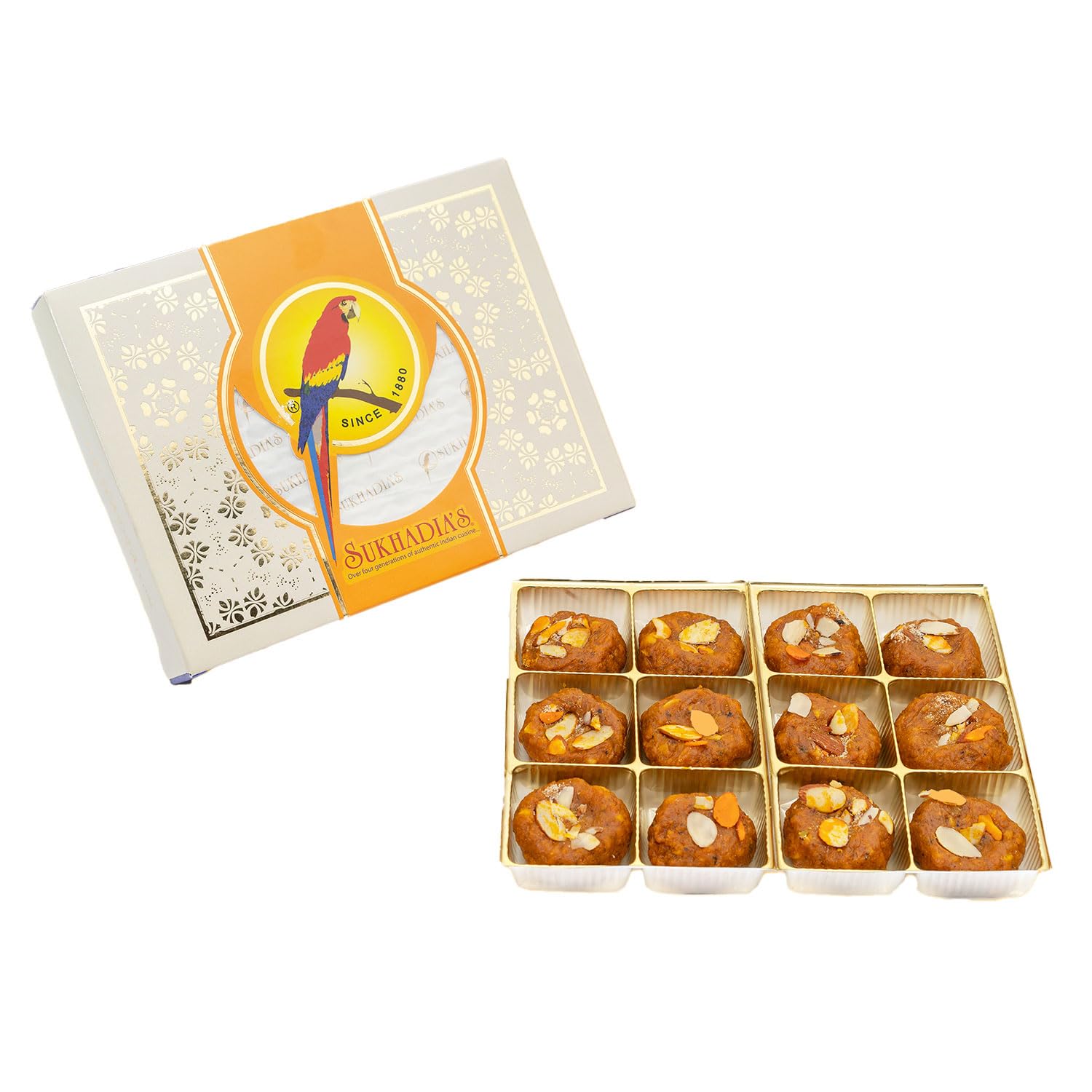 Sukhadia Sweets - Halvason - 16oz box (12pc) - Indian Mithai Gift - Freshly Made In USA