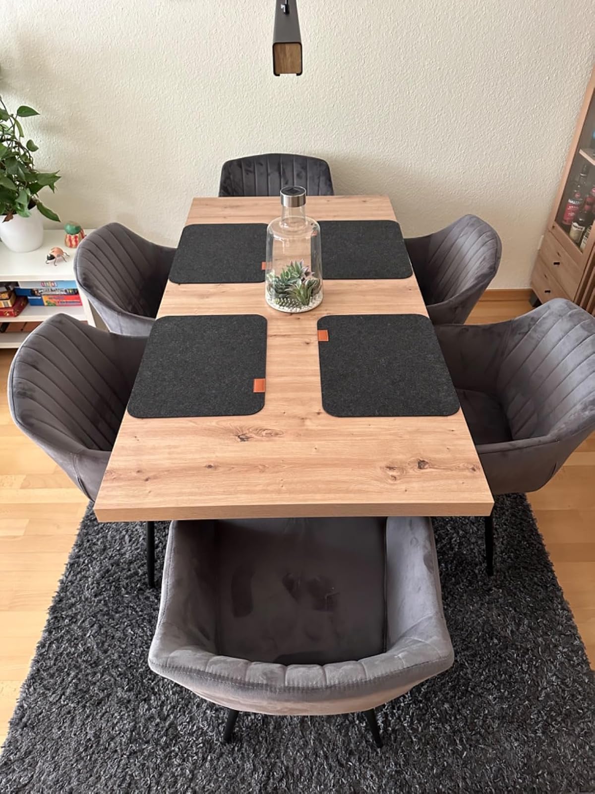 Goeurvant Sedie Sala da Pranzo con Seduta Imbottita Sedie Cucina Set da 6 Sedia da Cucina in Velluto con Gambe in Metallo, Grigio Scuro