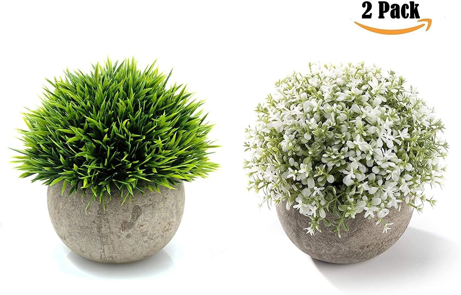 Highland Farms Select Artificial Plants with Pot -Mini Plastic Fake Plant for Desk/Shelf/Window/Room- Vivid Home Decor(Set of 2-Mix)