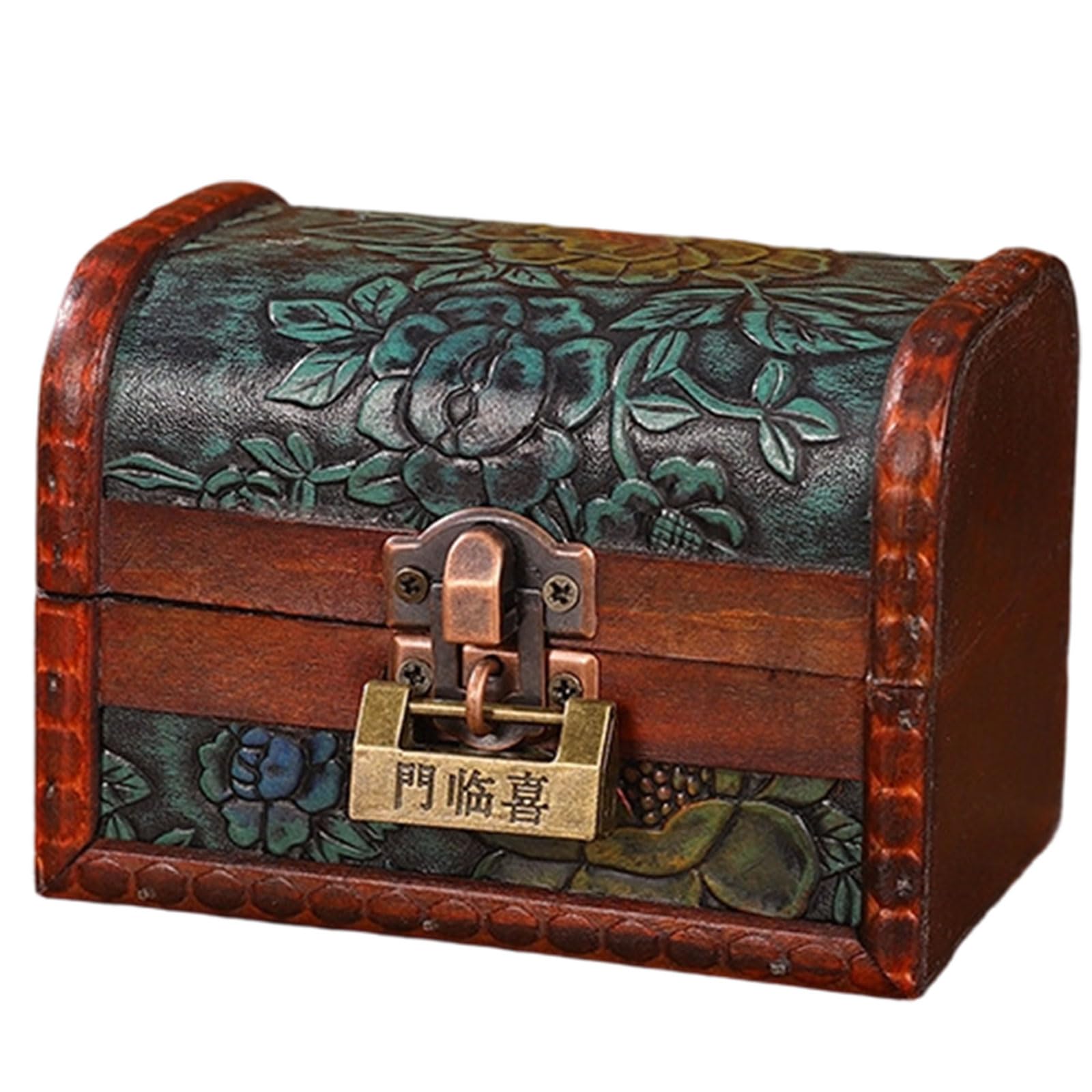 HDOYTXXM European Wood Storage Chest Featuring Metal for Secure Storage of Valuables and Decorative Home Accent Decorative Box