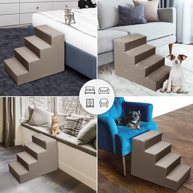 Foto 3 de 5 de MG Design Escalera para Mascotas de Marrón Claro - 4 peldaños