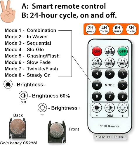 Miniatura 4 de HXWEIYE 300 luces LED multicolor para dormitorio, 9.8 ftx9.8 ft, 8 modos de enchufe USB, para ventana, cadena de luces LED colgantes con control