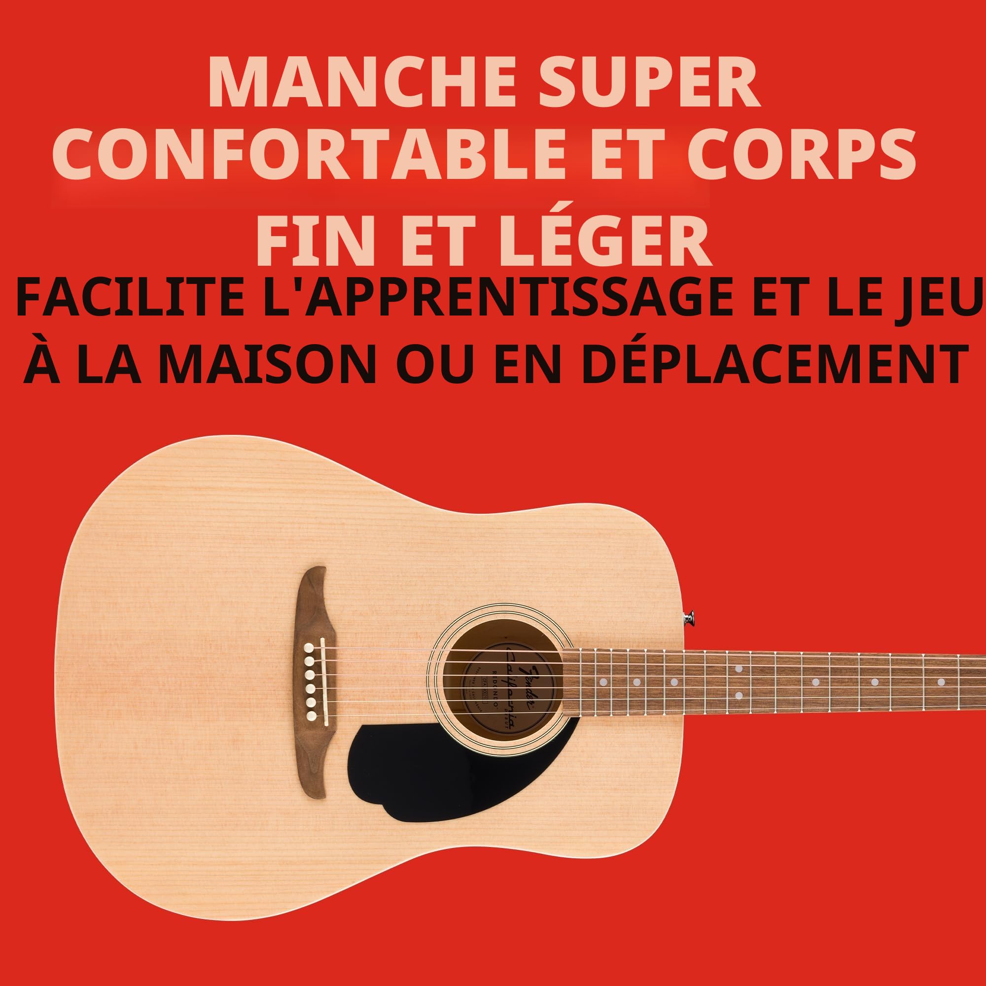 Fender California Debut Redondo Dreadnought Acoustic Guitar, Spruce Top, Black Pickguard, Natural