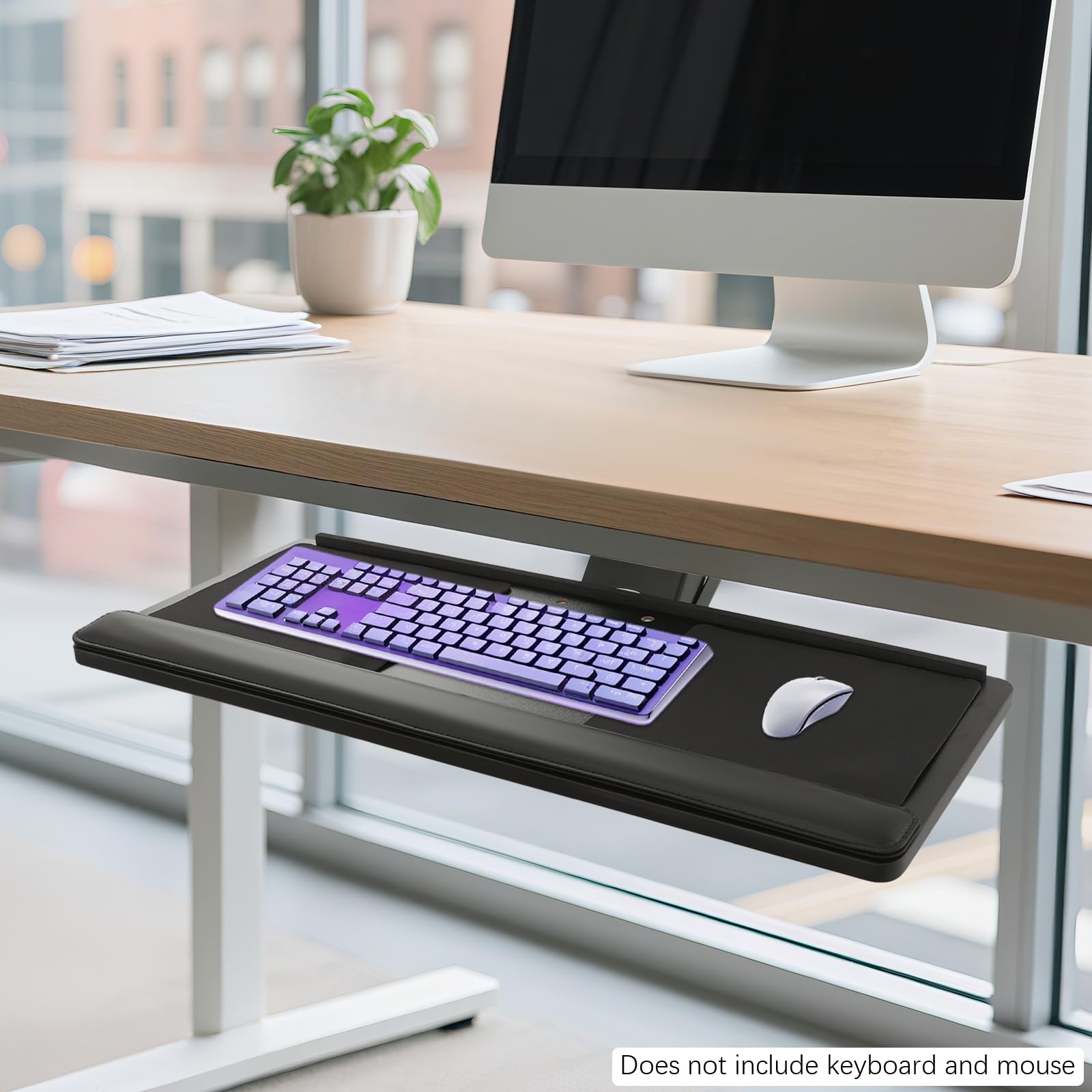 Supporto per tastiera e mouse per scrivania, altezza regolabile 360°, rotazione e inclinazione, portata 25 kg, per posizione di lavoro ergonomica, ufficio, casa, ufficio, casa, ufficio, 65 x 25 cm