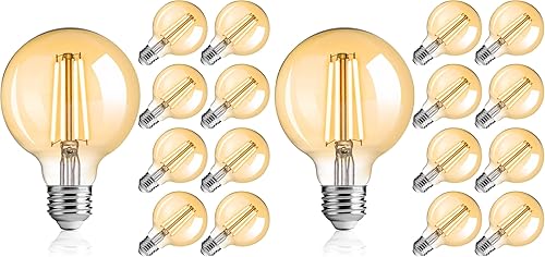 Miniatura 14 de FLSNT Paquete de 4 bombillas LED G25 Edison para dormitorio y sala de estar, 2200 K blanco cálido, regulable CRI90+, equivalente a 40 W, 400 LM,
