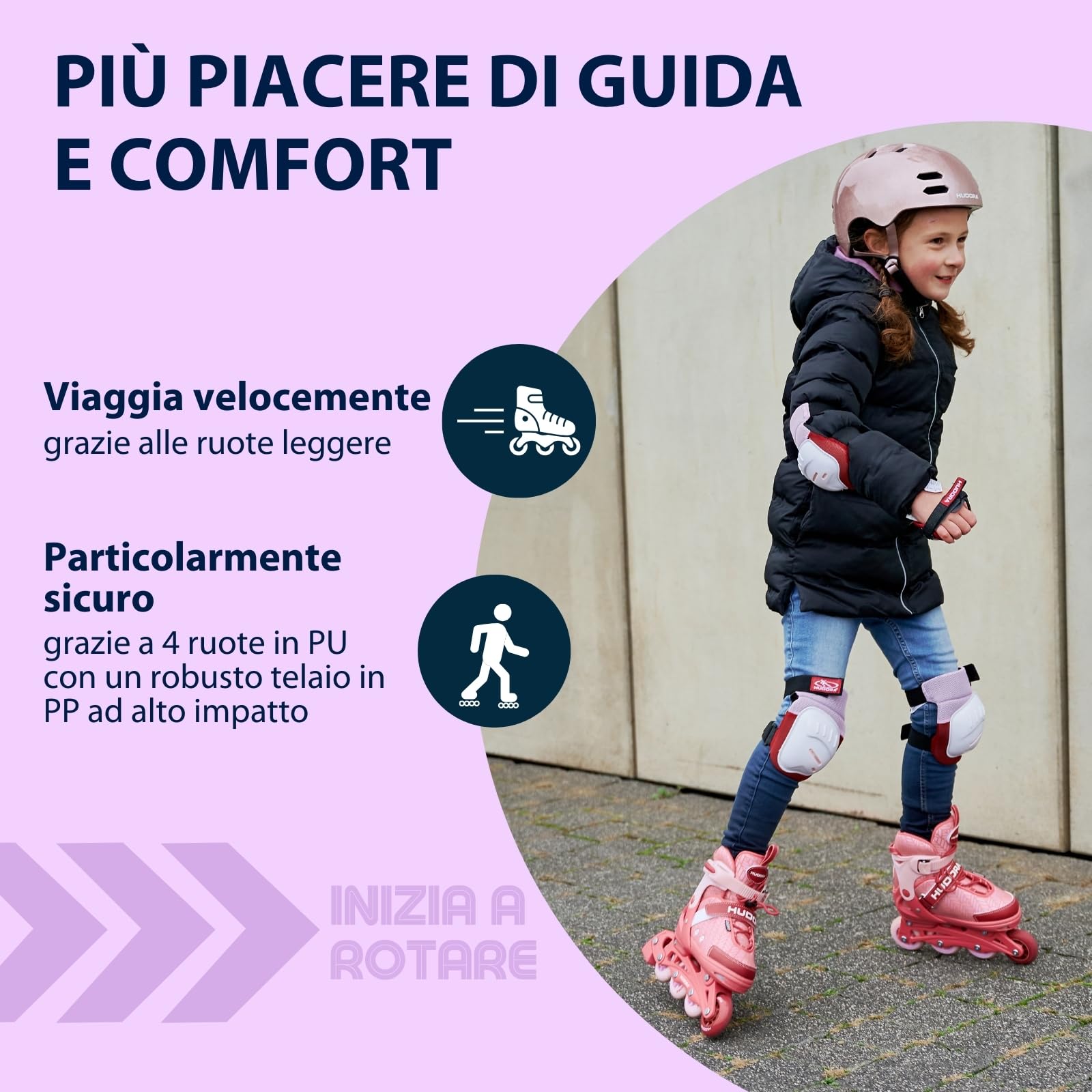 HUDORA Pattini in linea Mia/Leon - Pattini a rotelle regolabili per bambini, ragazzi e adulti