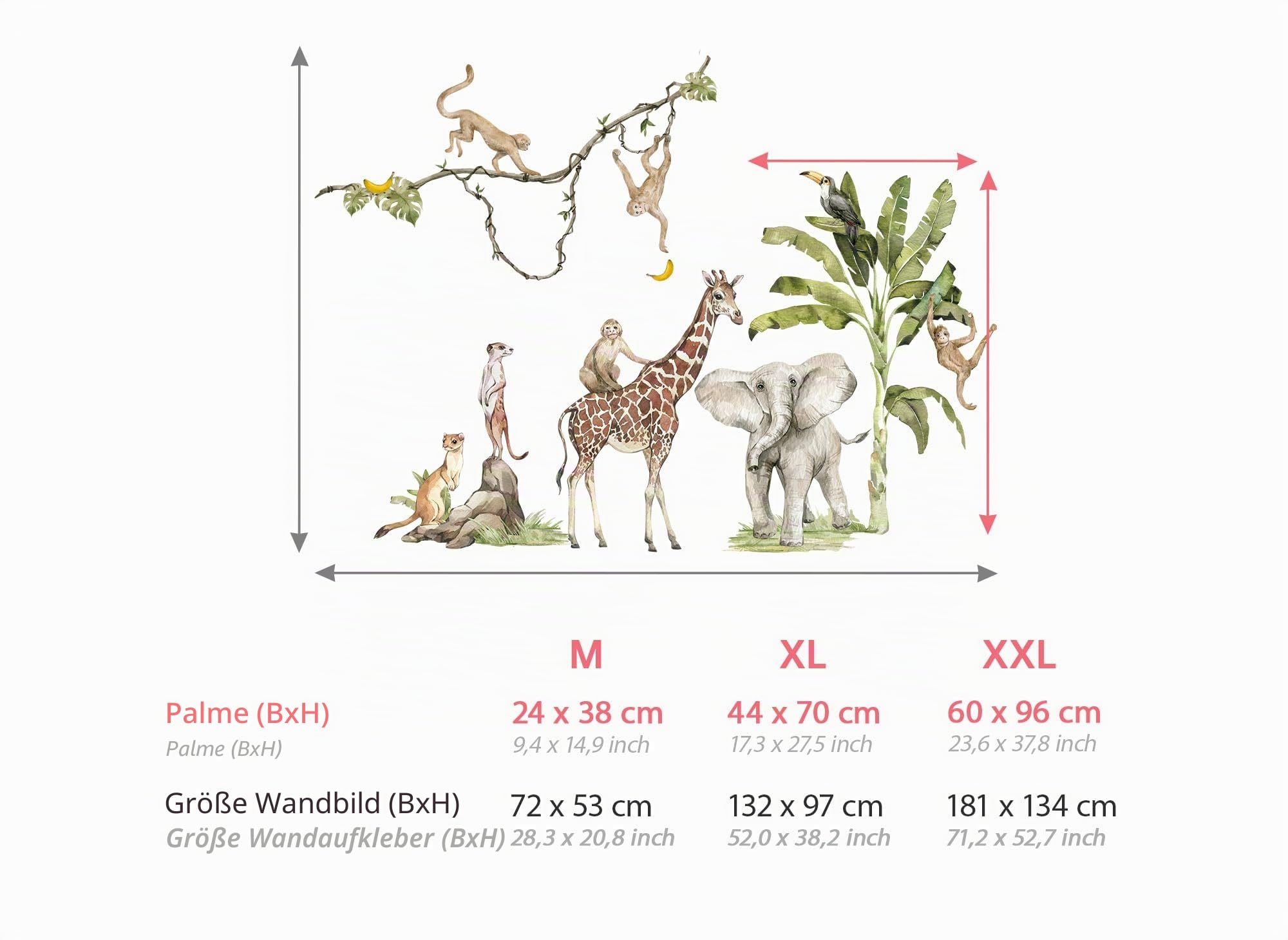 Grandora XXL Wandsticker Set Safari Baum Tiere Wandtattoo für Kinderzimmer DL765-5