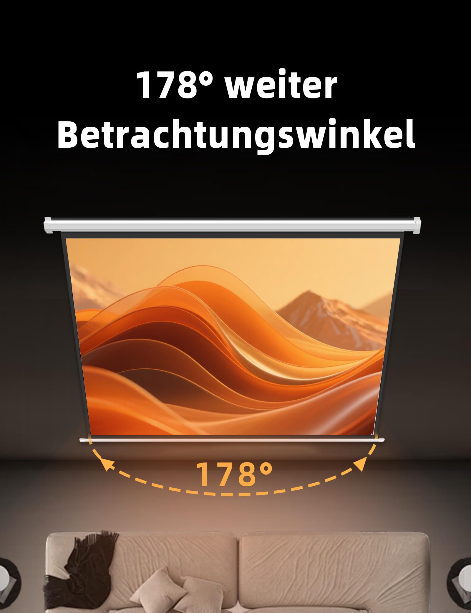 Matte White Beamer Leinwand Elektrisch Mit Fernbedienung,Leinwand Beamer 4K HD 100 Zoll Format 4:3 Projektionsleinwand für Heimkino und Präsentation,Zur Decken-/ Wand-Montage
