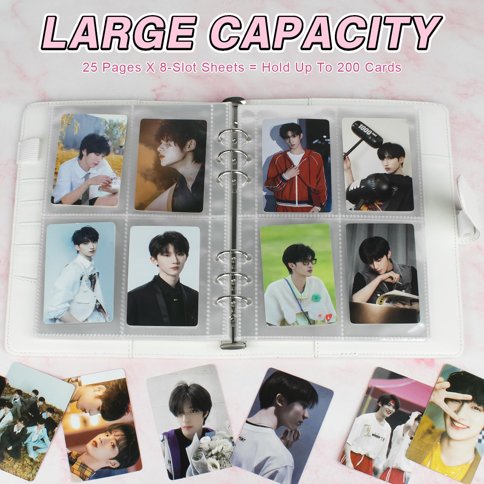 A5 Kpop Photocard Binder, 6 Ring Binder Album with 200 Card Slots - Image 4