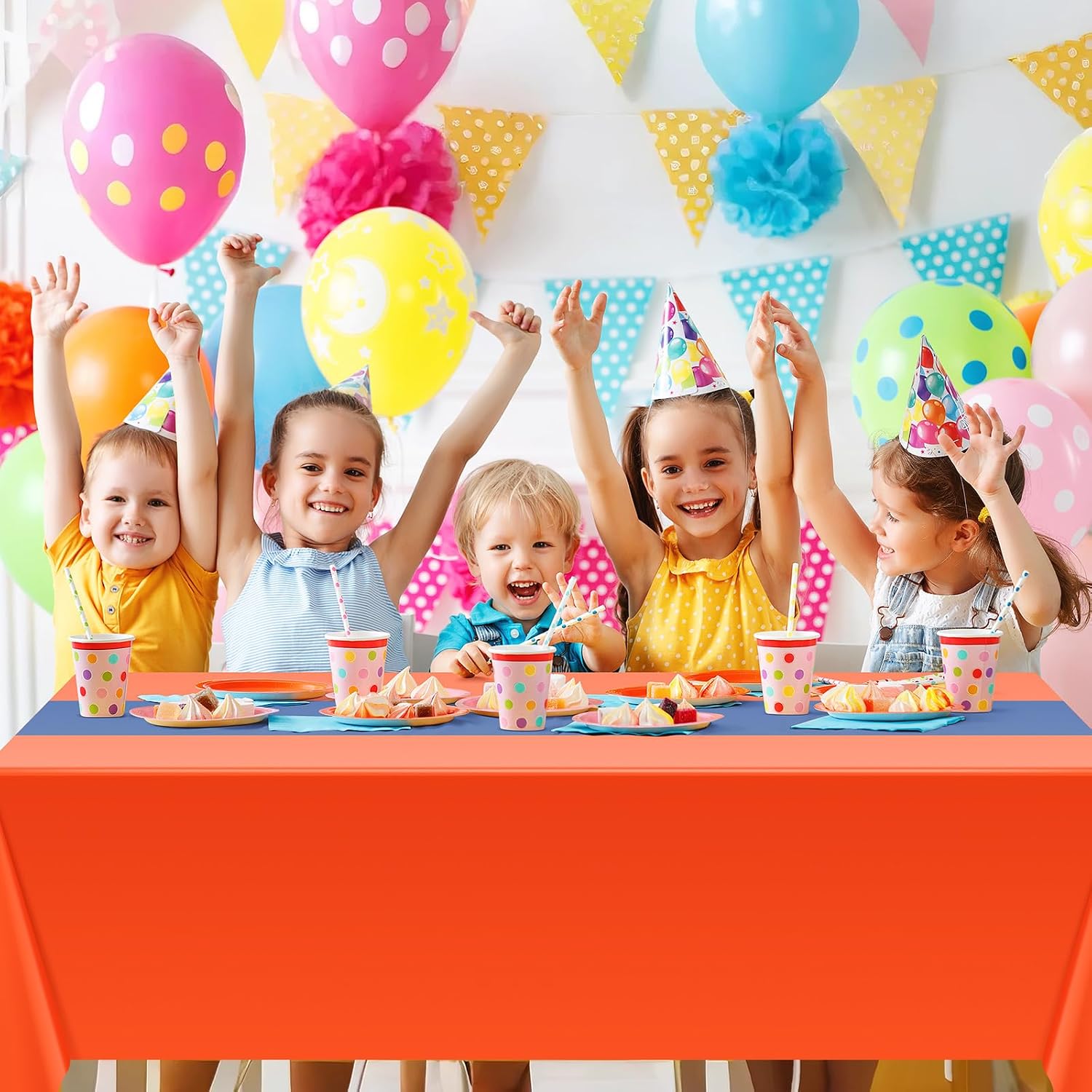Oudain 4 Pcs Blue and Orange Tablecloth Party Anime Theme Table Cloth image 5