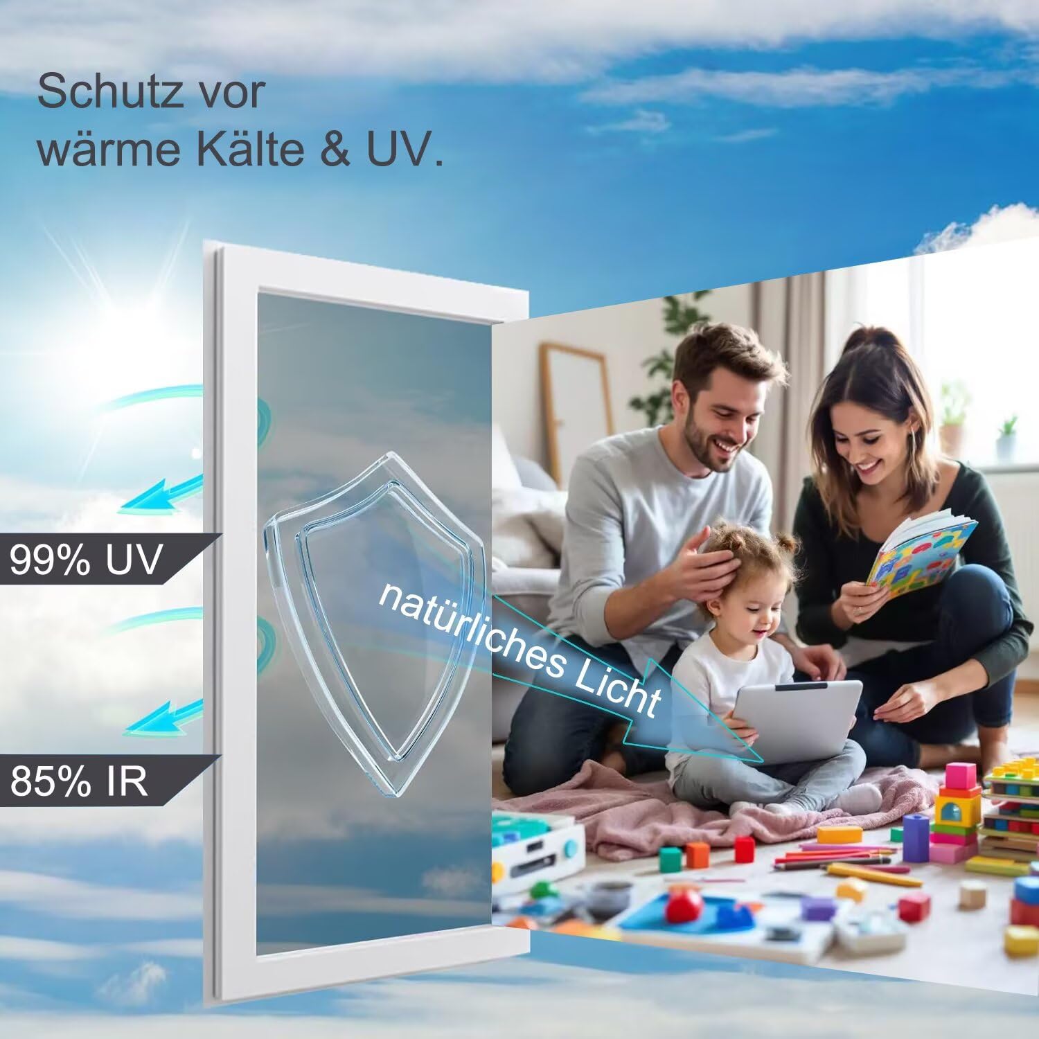Spiegelfolie Fenster Sichtschutz 118x200cm Sonnenschutzfolie Fenster Innen & Außen Fensterfolie Sonnenschutz Einseitige UV Folie Fenster Hitzeschutz ideal für Wohnzimmer und Büro, Silber