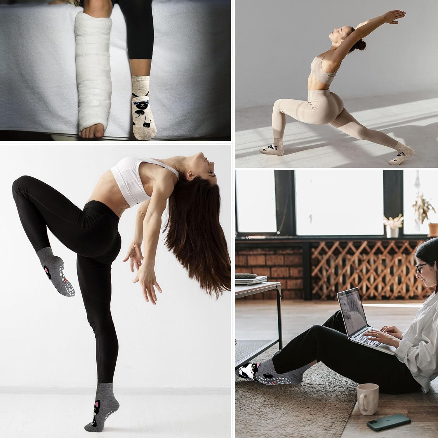 Hellomamma Grip Socks for Women - Non Slip Yoga & Ballet Workout Socks with Animal Pattern - Image 6