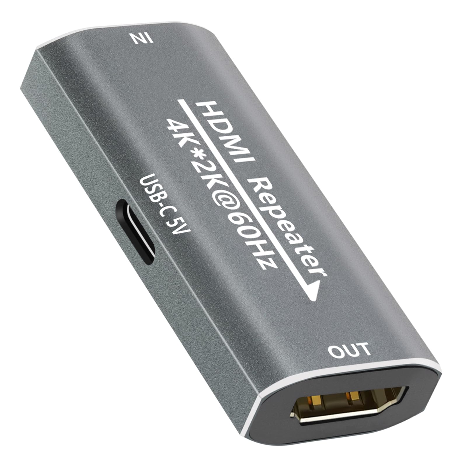 Ripetitore di segnale amplificatore HDMI – 4K @ 60Hz 25M / 1080P 145FT Extender, HDMI femmina a femmina Plug & Play, per gaming/home theater/uso ufficio con porta di alimentazione USB-C