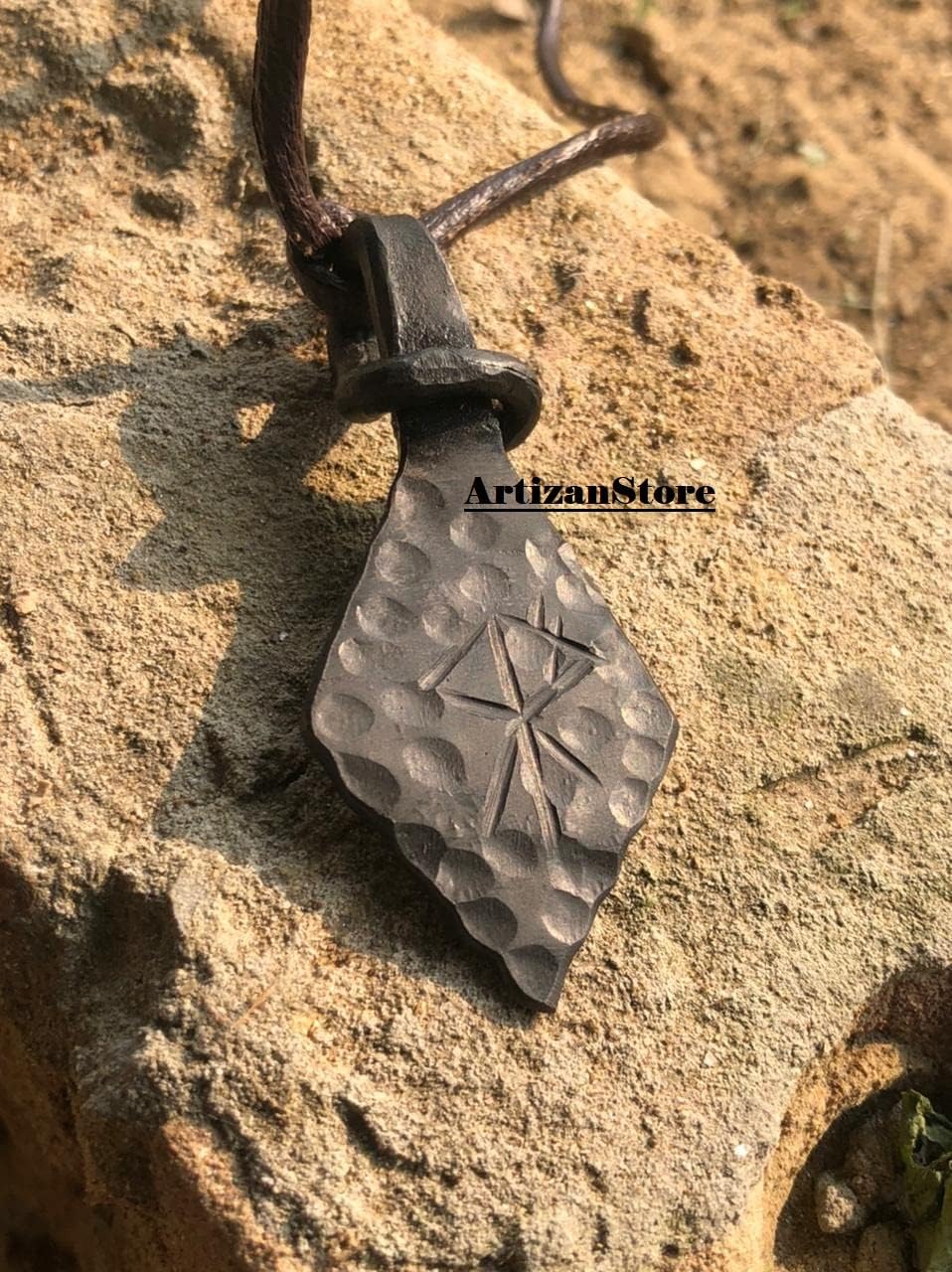 ARTIZANSTORE Forged Iron Wolf Rune Pendant Viking Amulet Runic Nordic Talisman Necklace - Image 6