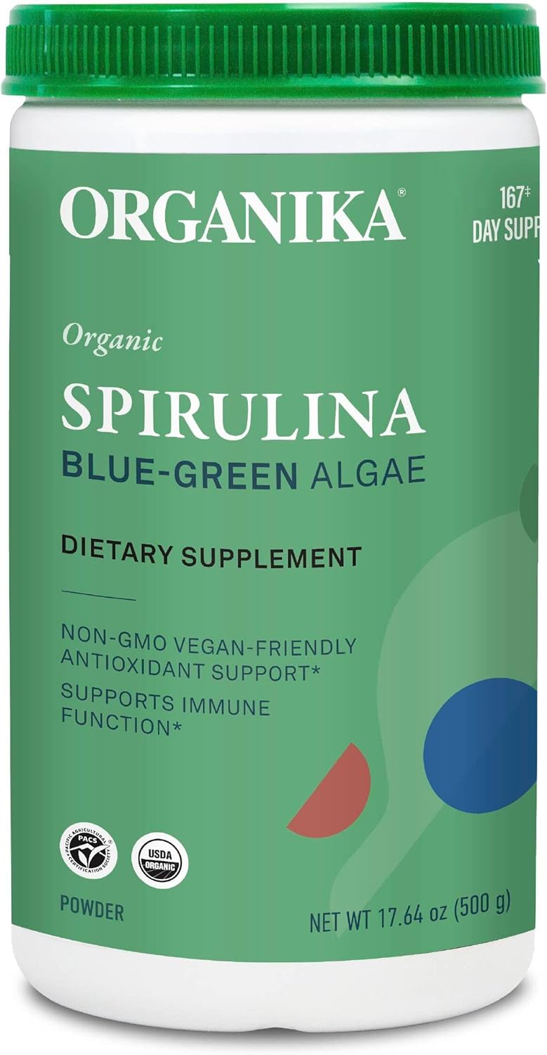 Organika Certified Organic Spirulina Powder Superfood, 3rd Party Tested, Pristine
