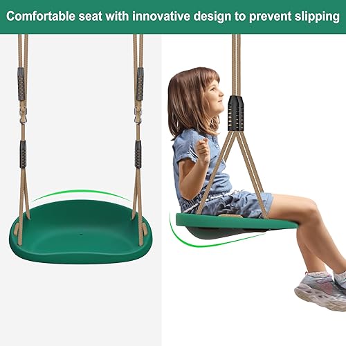 Miniatura 4 de SELEWARE Paquete de 2 asientos de columpio de plástico resistente con cuerda ajustable y conexión rápida, accesorios de repuesto para niños y