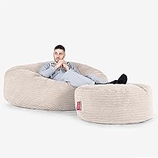 Pouf rond XXL avec son repose-pieds