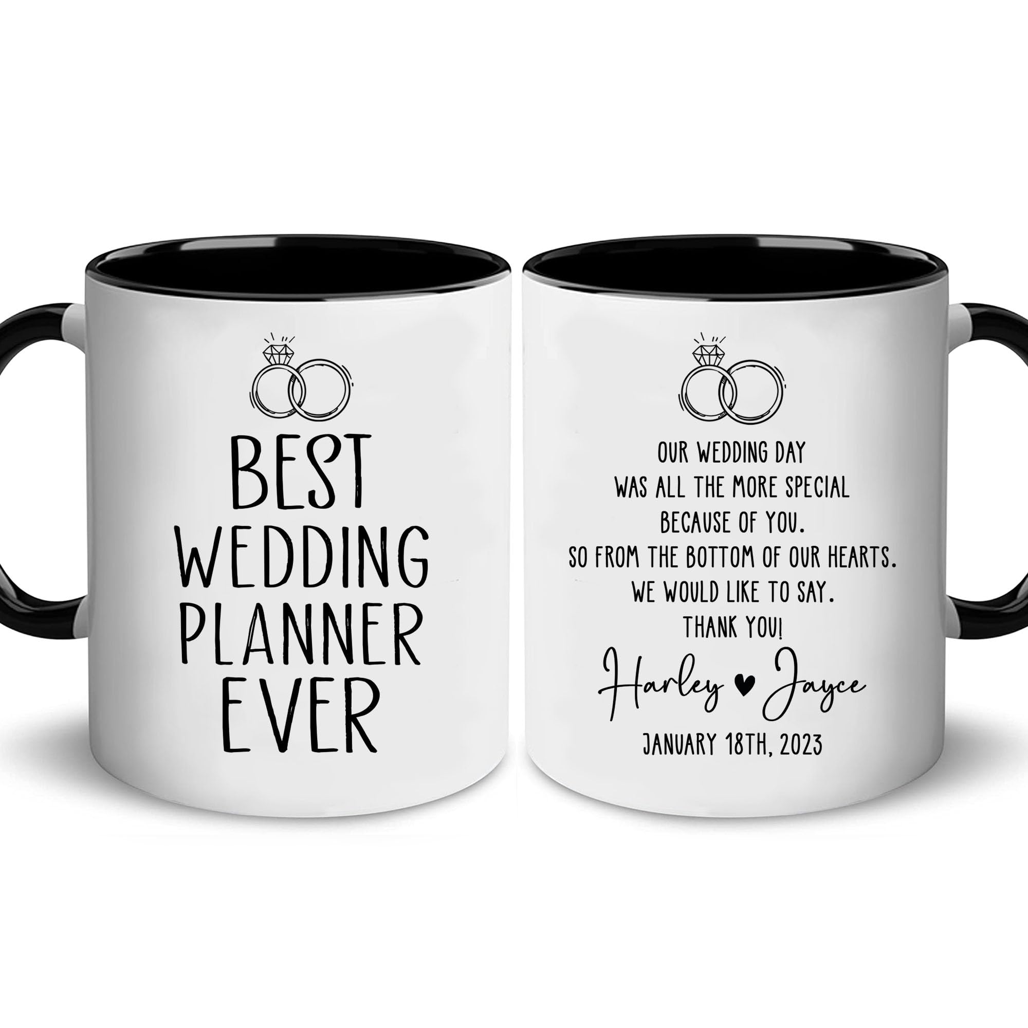 HunGifts Personalized Wedding Planner Mug, Best Wedding Planner Ever Coffee Mugs, Thank You For Marrying Us Appreciation Gift From Couple, Best
