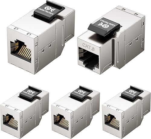 Cable Matters [Listado UL] Paquete de 5 acopladores Keystone Cat 6 blindados de 10 Gbps (conector Keystone Ethernet RJ45 blindado hembra a hembra)