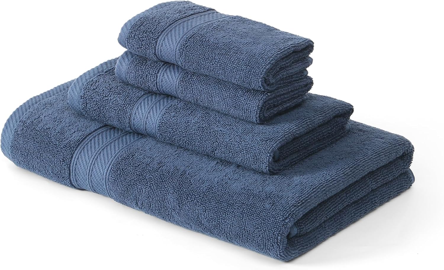 Modern Threads Trefoil Filigree 6-Piece 100% Cotton Towel Set – Reversible Yarn Dyed Jacquard – Includes 2 Bath Towels, 2 Hand Towels, 2 Washcloths – Absorbent, Quick Dry, Soft & Durable – Navy Blue - Image 7