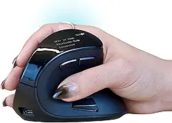 Ergodriven Mouse vertical Om Handshake | Mouse ergonômico sem fio | Recarregável | Interruptores de microforça de clique silencioso | Tela OLED | Reduz a tensão e a fadiga | Compatível com PC e Mac