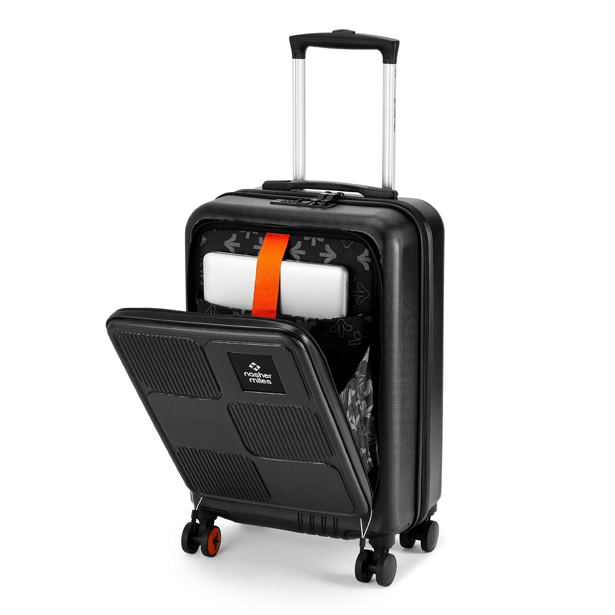 nasher miles Perth Hard-Sided Polycarbonate Cabin Luggage 20 inch | 55cm | 8 Wheels Small Trolley Bag for Travel | Suitcase (Black)-picture-44