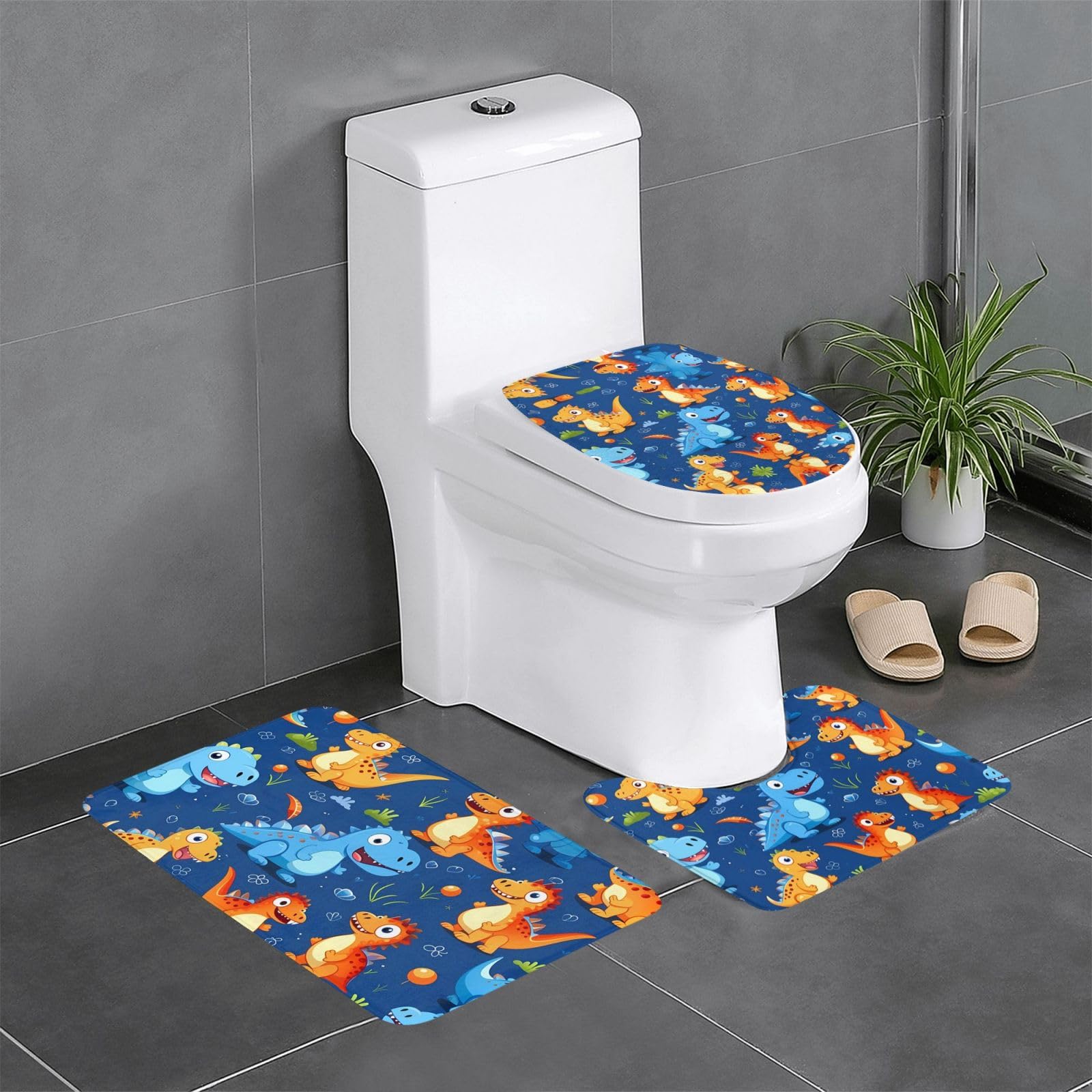 Tapis de salle de bain antidérapants dinosaure : créez un espace ludique devant la coiffeuse