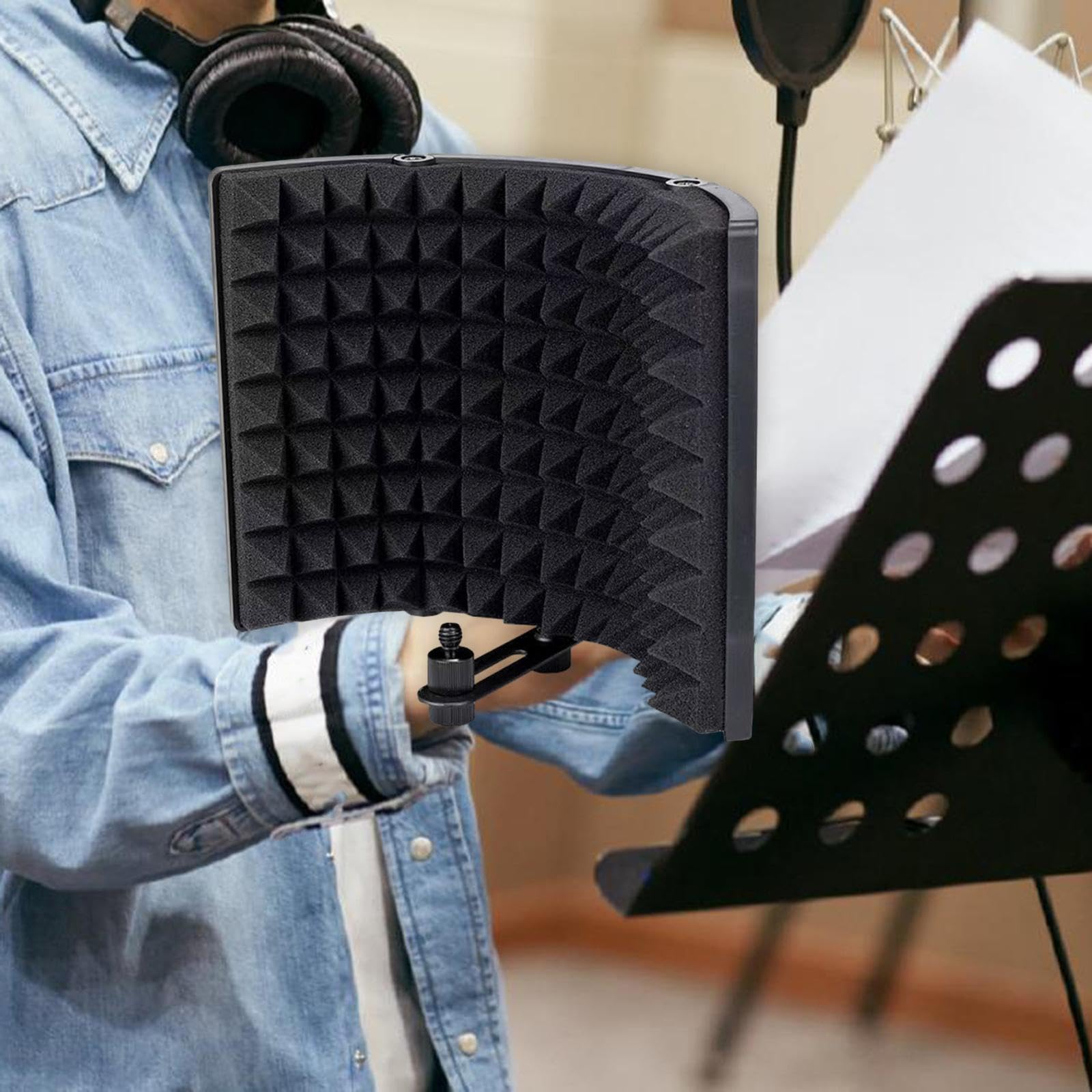 F Fityle Insonorizzazione per Registrazione, Pannello Fonoassorbente Pieghevole, Schermo Isolante per Microfono a 3 Pannelli per Apparecchiature Di Registrazione, Canto, Trasmissione, 3 Pannelli