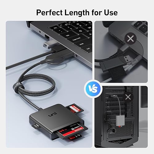 Miniatura 5 de uni Lector de tarjetas SD, lector de tarjetas de memoria 4 en 1 USB C USB 3.0 adaptador de doble conector lectura simultáneamente SD MS CF TF