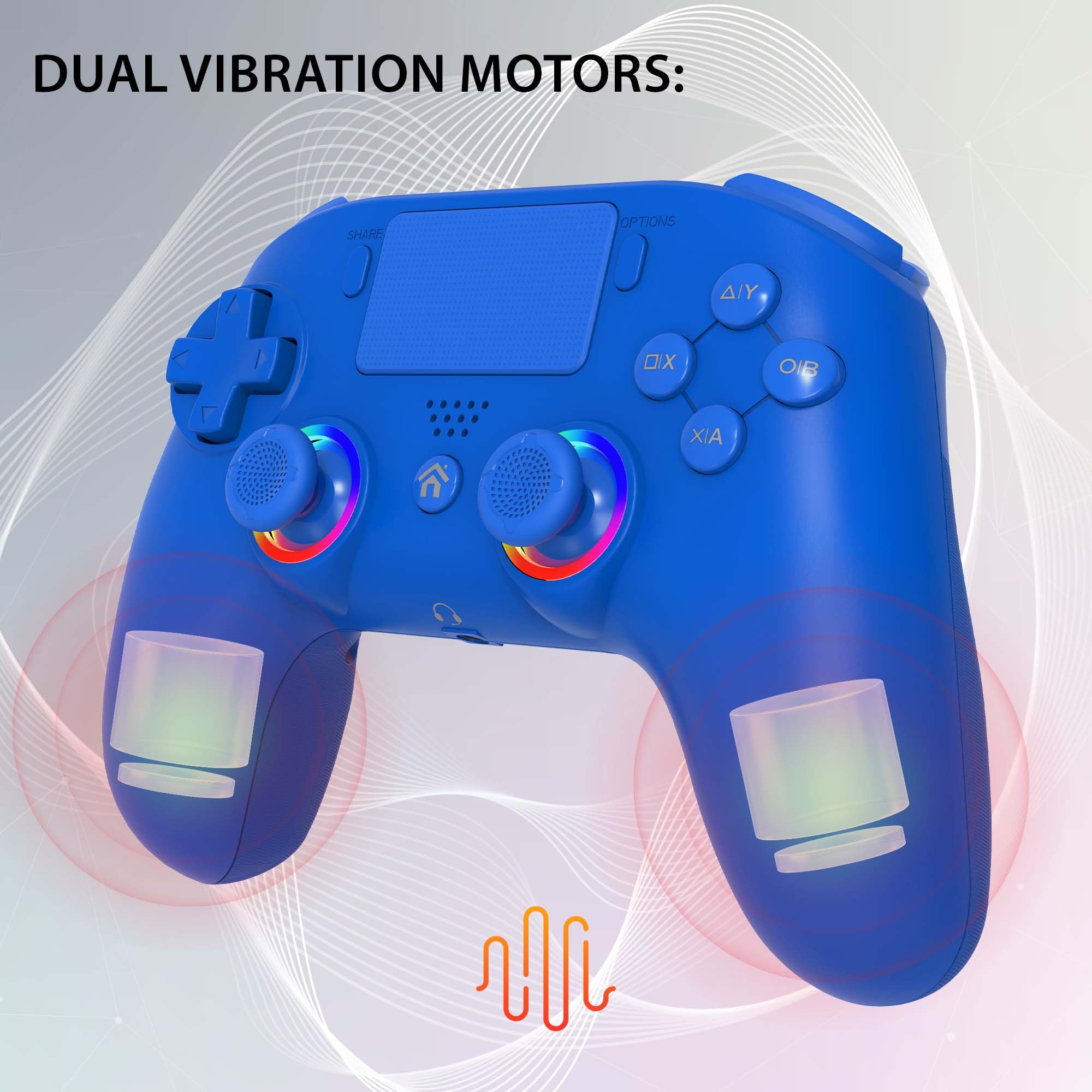 SUBSONIC - Kabellose Controller für PS4 und PC - RGB LED - Blau | Ergonomisch, Programmierbare LEDs, Vibrationsfunktion, Programmierbare Paddles – Kompatibel mit PlayStation 4 und PC