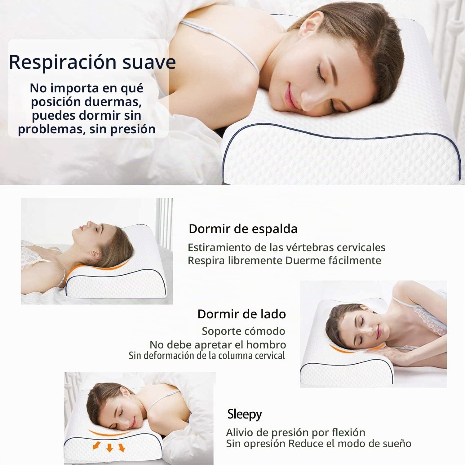 Fityou Almohada Viscoelástica, Cervical, Almohada Ergonómica con Memoria para Dormir profundamente, Dos Opciones de Altura, Funda de Almohada Lavable, 60 x 35 cm
