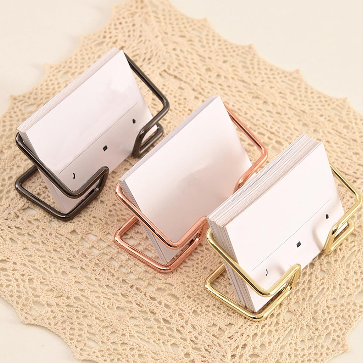 ASTIMESA 3 Pack Gold Business Card Holder for Desk, Metal Business Card Display Stand, Desk Accessories for Men and Women (Gold) image 4