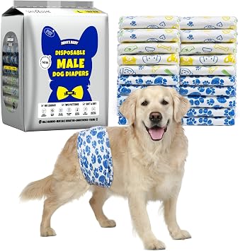 Dono Dog Diapers Male, Disposable Male Dog Wraps 30ct, Ultra Absorbent Doggie Diapers, Rapid-Dry Leak-Proof Puppy Diapers, Wetness Indicator Excitable Urination Incontinence,Large