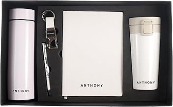 Personalised 5 in 1 Corporate Gift Set which Includes Diary,Keychain, Coffee Mug, Metal Pen & Vaccum Flask. Gift Set for, Employee of The Month, Corporate Gift for Clients (White)