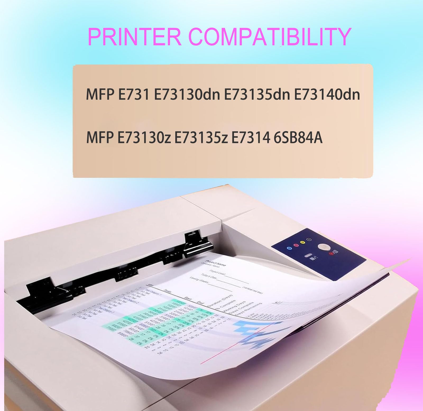 Cartucho De Tóner Residual 6SB84A, Compatible Con Las Impresoras Multifunción HP E731, E73130dn, E73135dn Y E73140dn; Cartucho De Tóner Residual 6SB84A E73130z