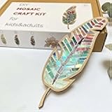 Smowfes Mixed Colour Leaf Mosaic Kit, Creative DIY Colourful Home Decoration Tiles for Crafts, Mosaic Kits for Adults Glass Pieces Kit Mosaic Making Supplies Puzzle