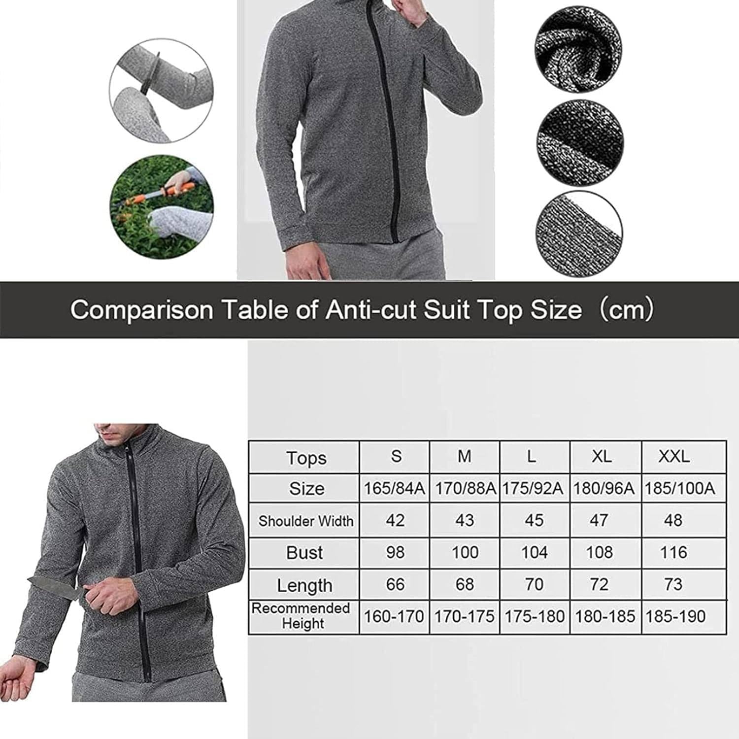 Stichschutzkleidung Mit 5 Stufen, Taktische Jacke – Bissfestes, Reißfestes, Stichfestes Langarm-T-Shirt, Schnittschutz-Sicherheitskleidung, Für Polizei Und Sicherheitspersonal,L-Grey