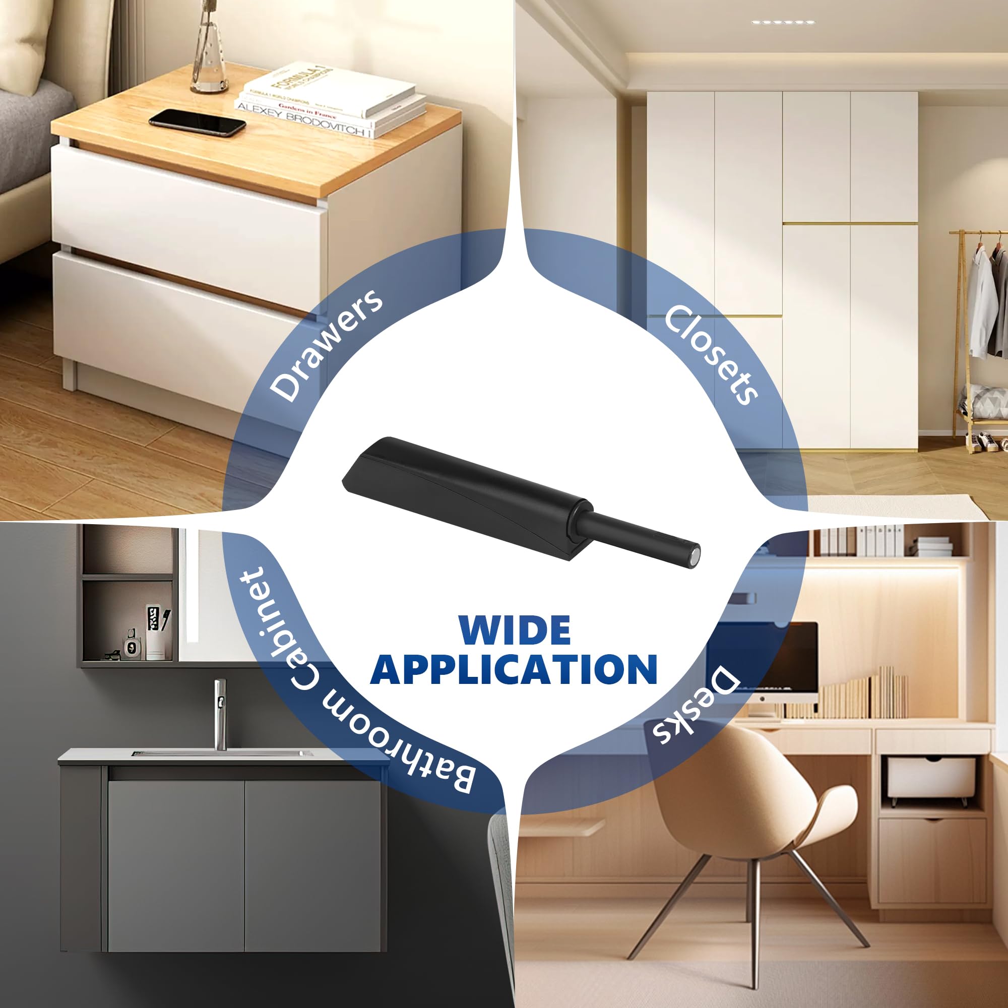 4 Pezzi Push Pull per Ante Apertura a Pressione Ante Chiusura Magnetico Pressione Home Push to Open Custodia in Alluminio Chiusura Push Pull Ante per Mobile Apertura Pressione Sistema