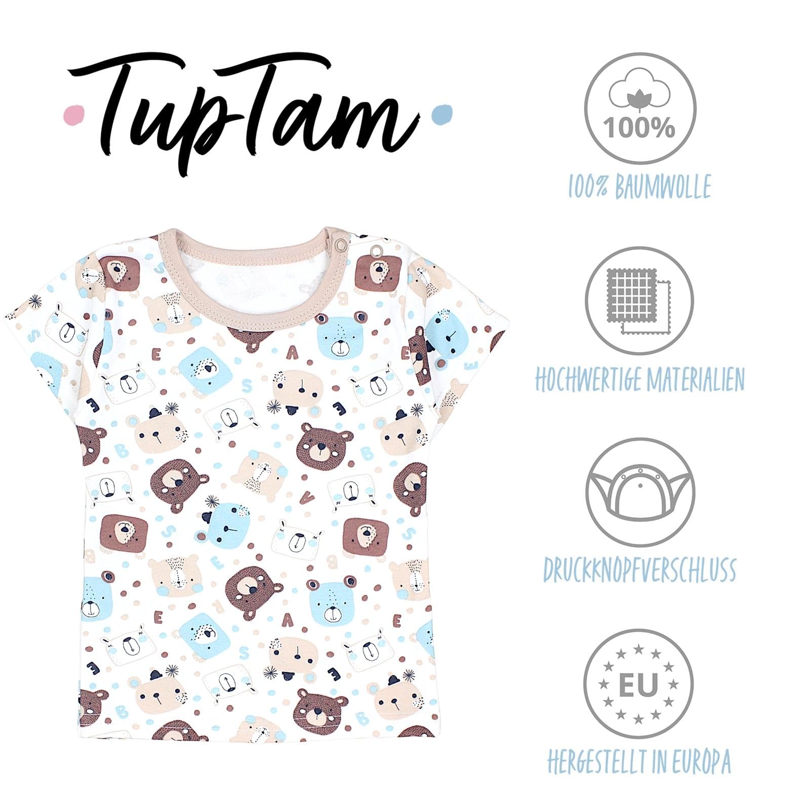 TupTam T-Shirts Bébé avec Manches Courtes, Lot de 5