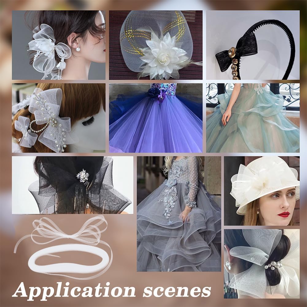 GORGECRAFT 100 Iarda 2 Rotoli Treccia Bianca Rigida 10mm di Larghezza Nastro In Crine di Crinolina In Poliestere Duro per Disossare Cucito Abiti Da Sposa Abiti Gonna Cappelli Accessori Confezioni
